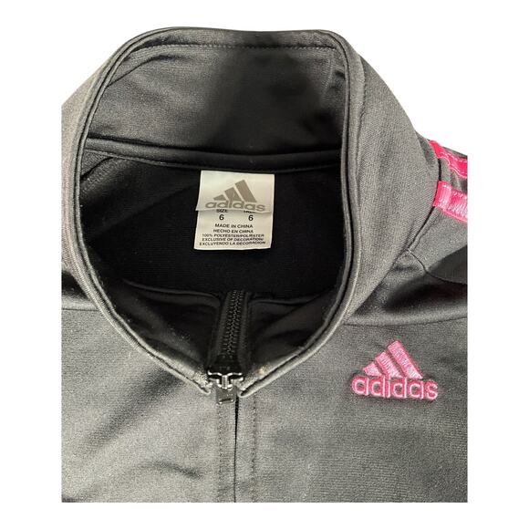 ADIDAS Black W/Dark Pink Track Zip Up Jacket SZ 6 & Black/ Light Pink Pants SZ 5 - Picture 7 of 9